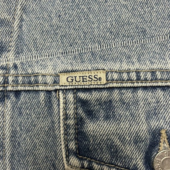 Vintage 90’s Guess Jeans Denim Jean Jacket Cropped Size XXL Made in USA - Picture 3 of 9
